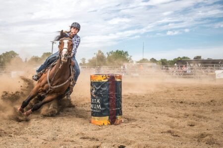 female cowboy during a rodeo event